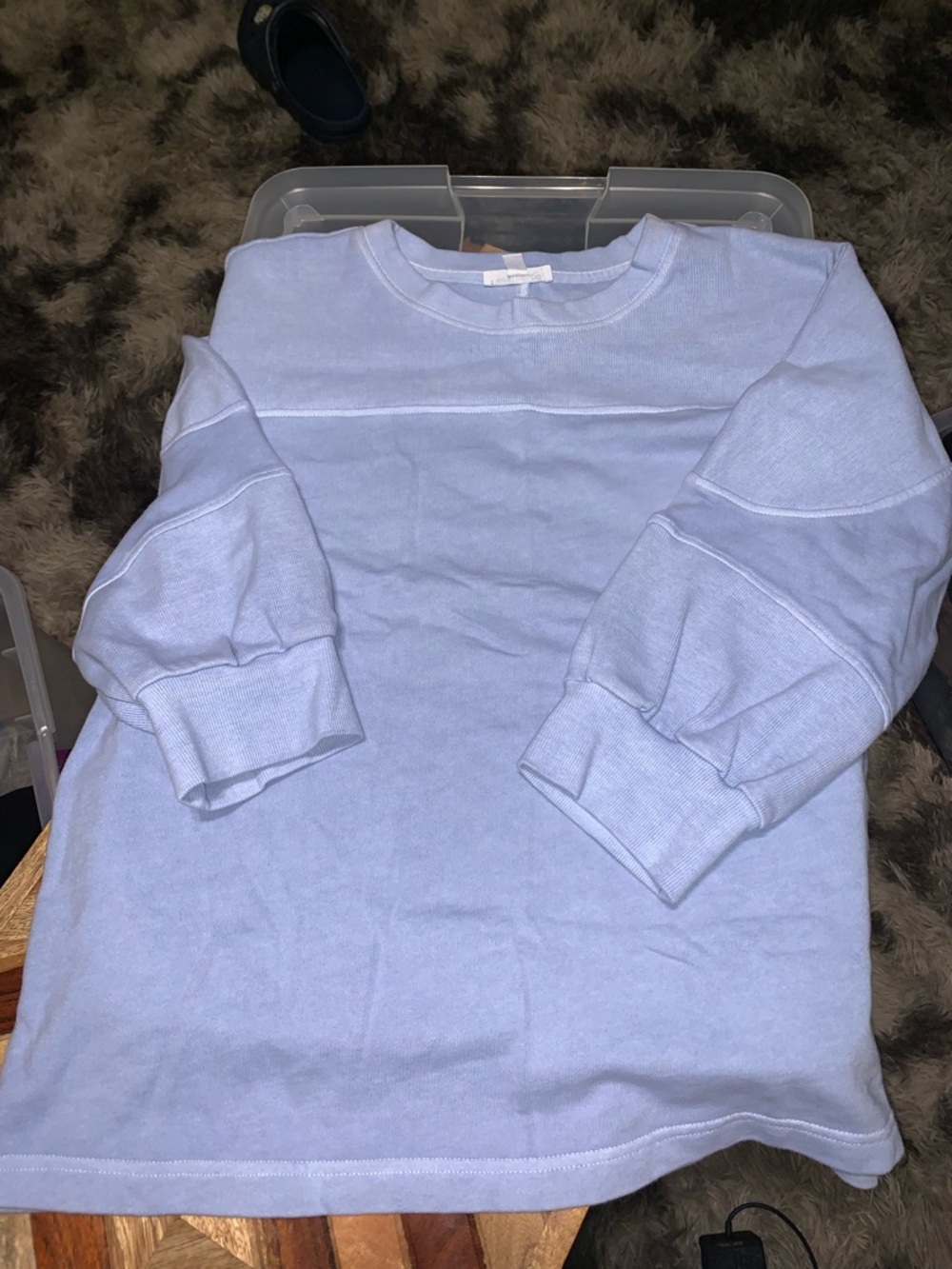 Light Blue and Puff 3/4 Sleeve Sweatshirt, Women's L $15